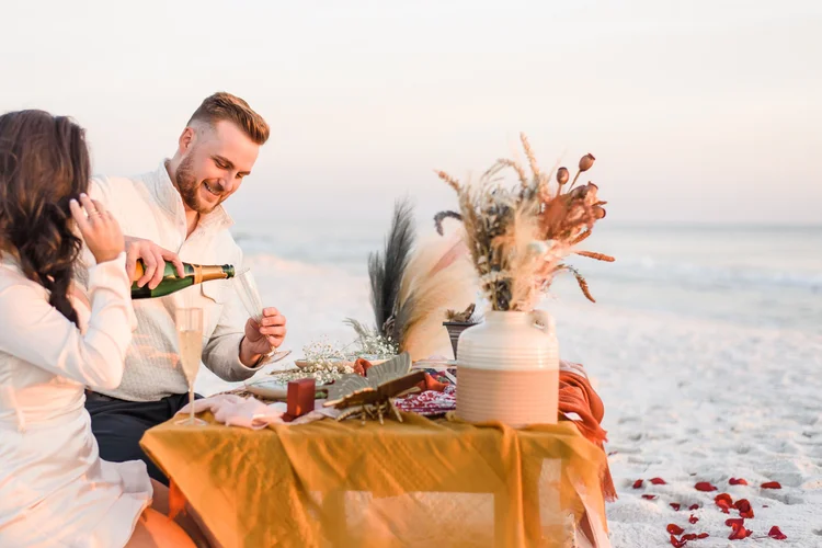 Beach picnic setup