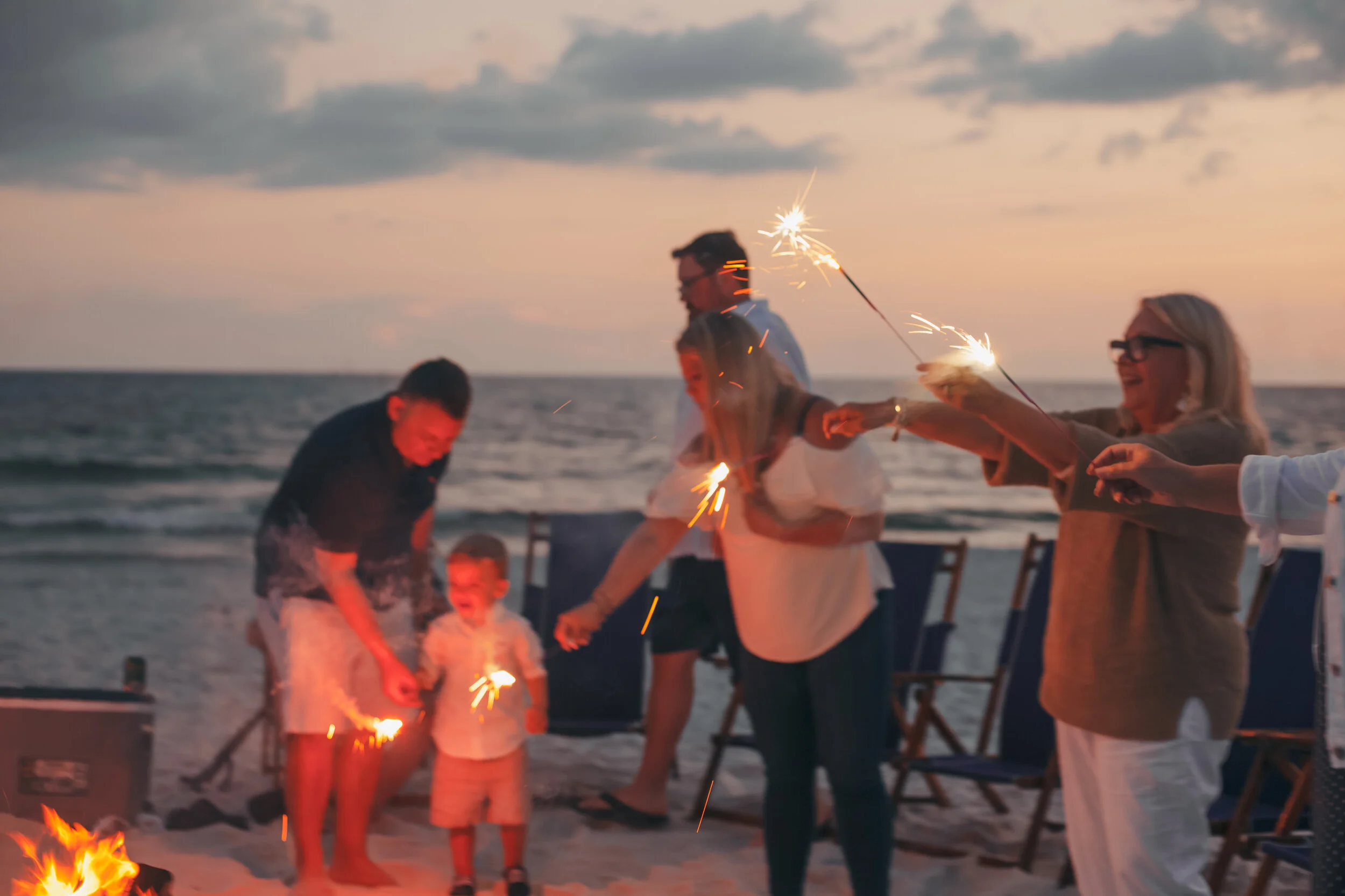 Beach bonfire moment