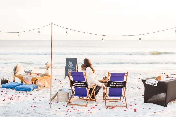 Romantic picnic for two on the beach